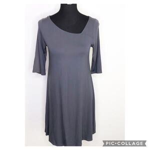Eileen Fisher gray asymmetrical neck knit dress size Extra Small XS